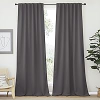 NICETOWN Bedroom Curtains Blackout Curtain Panels - (Gray Color) 52x95 Inch, 2 PCs, Insulating Energy Saving Solid Rod Pocket Blackout Drapes