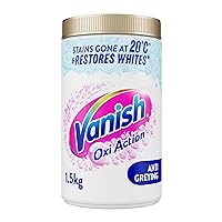 Vanish Gold Oxi Action Stain Remover and Whitening Booster Powder For Whites 1.5 kg, Removes Tough Stains Even at 20°C, Restores Whiteness of Greyed Fabrics (Packaging May Vary)