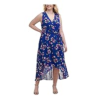 Jessica Howard Womens Plus Floral Sleeveless Maxi Dress