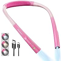 Upgraded LED Neck Reading Light, Book Light for Reading in Bed, 30-min Timer, 3 Colors & 3 Brightness Adjustable, Rechargeable & Long Lasting, Perfect for Reading, Knitting & Repairing