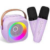 Amazmic Toys for Girls Karaoke Machine for Kids,Birthday Gifts for Girl Age 3 4 5 6 7 8 9 10+Year Old Boy,Portable Speaker for Kid Mini 2 Karaoke Microphones Gift for Home Class Party(Purple 2Mic)
