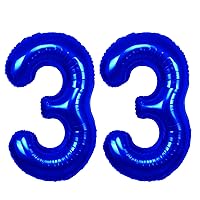40 inch Navy Blue Number 33 Balloon, Giant Large 33 Foil Balloon for Birthdays, Anniversaries, Graduations, 33th Birthday Decorations for Kids