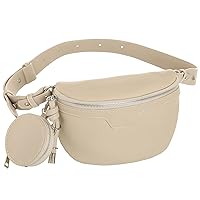 INICAT Leather Fanny Packs for Women Fashion Waist Packs Crossbody Bum Bag with Adjustable Strap for Travel(Style08-Khaki)