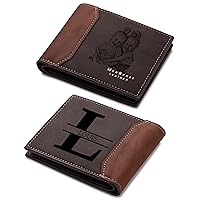 Personalized Picture Bifold Leather Wallet for Men Customized Engraved Photo/Initials/Name/Text Mens Wallets for Dad Husband Son Groomsmen Boyfriend Gifts (Style B: Dark Brown)