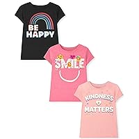 The Childrens Place Girls Kindness, Love, Equality Short Sleeve Graphic T shirts Pack 3