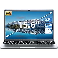 15.6 Inch Laptop, 12GB DDR4 512GB SSD, Laptops Computer with Intel Celeron N5095 Processor(Up to 2.9GHz), FHD 1920x1080, Mini HDMI, 2.4/5.0G WiFi, Webcam, USB 3.0, Bluetooth 4.2