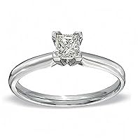 SwaraEcom 0.75Ct Princess Brilliant Cut D/VVS1 Diamond 14K White Gold Plated Silver Solitaire Engagement Ring Cubic Zirconia