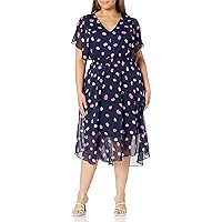 DKNY Women's Flutter Sleeve Fit and Flare Dress