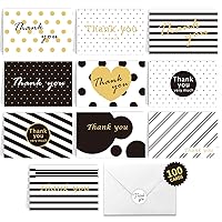 100 Thank You Cards Boxed Set,100 Assorted Simple Blank Greeting Note Cards Bulk with Envelopes and Stickers - Graduation, Business, Bridal/Baby Shower, Wedding, Funeral- 4X6