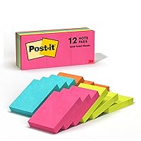 Mini Notes, 1.5x2 in, 12 Pads, America's #1 Favorite Sticky Notes, Poptimistic Collection, Bright Colors (Magenta, Pink, Blue, Green), Clean Removal, Recyclable (653AN)