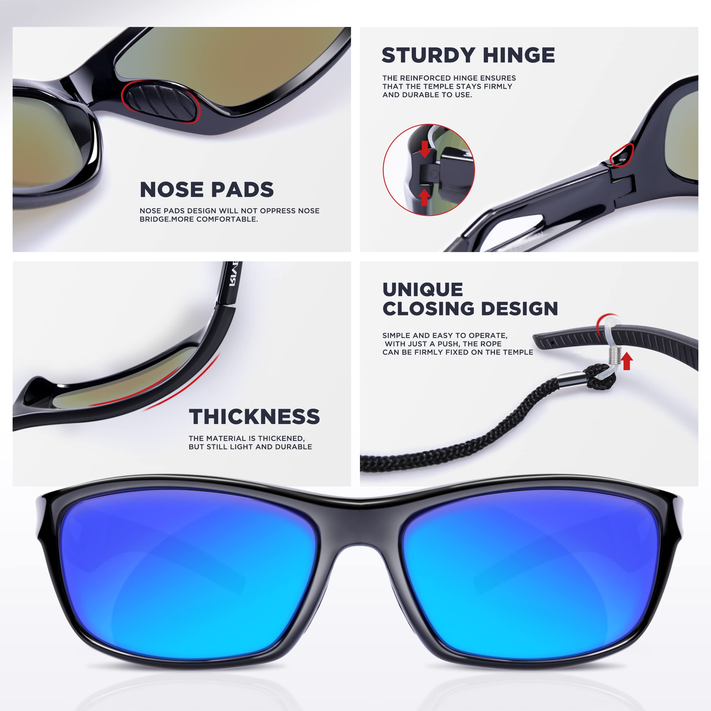 RIVBOS Polarized Sports Sunglasses Driving shades For Men TR90 Unbreakable Frame RB831
