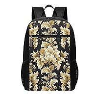 Damask Pattern Print Simple Sports Backpack, Unisex Lightweight Casual Backpack, 17 Inches