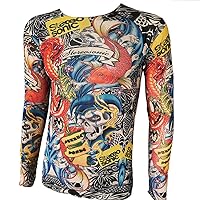 SHINA Tattoo Long Sleeve T-Shirt for Men Elastic Suitable Sport and Fitness Adjustable