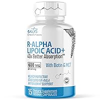 Nutri R Alpha Lipoic Acid 600mg Capsules - R Lipoic Acid Stabilized with Biotin - Active Form R-ALA - Clinical Dosage - Powerful Antioxidant and Cellular Energy Support - 15 Vegan Capsules