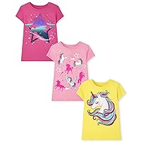 The Children's Place Girls' Unicorn Short Sleeve Graphic T-Shirts, Multipacks