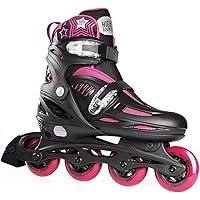 Inline Skates for Girls and Boys, Roller Skates with Gel Wheels Adjustable Sizing for Adults and Kids, Inline Skates for Adult Female, Male, Lightweight Roller Skates, High Bounce