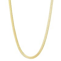 Fiusem Gold Plated Necklace for Women, 14K Gold Plated Herringbone Chain Necklaces, Gold Plated Snake Chain Choker Necklaces for Women
