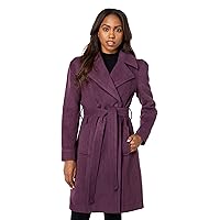 Avec Les Filles Women's Double Breasted Puff Sleeve Midi Coat with Tie Belt