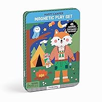 Mudpuppy Happy Camper – Magnetic Build-It Travel Friendly Game with Illustrated Forest Background Scenes Including 2 Furry Characters and Over 40 Mix and Match Magnets for Children Ages 4 and Up
