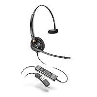 Poly - EncorePro 515 USB-A and USB-C USB Headset (Plantronics) - Cloud System Updates - Acoustic Hearing Protection - Works with Avaya, Genesys, and Cisco Call Center Platforms - Single Ear/Mono,Black