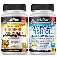 Turmeric Curcumin 1500mg 45 Count + Omega 3 Fish Oil 90 Count Bundle