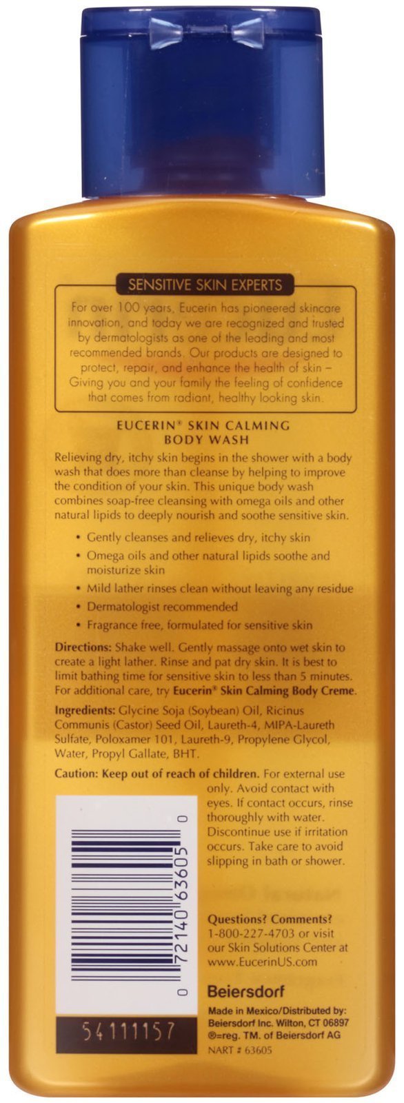 Eucerin Calming Body Wash Daily Shower Oil, 8.4, oz
