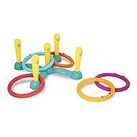B. toys- Ring Toss Game- Indoor & Outdoor – Sling-a-Ring Toss – 12 pcs – 5 Pegs & 5 Colorful Rings – for Toddlers, Kids – 3 Years +