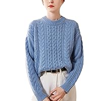 Autumn and Winter Women's 100% Cashmere Sweater O-Neck Soft Warm Pullover Loose Large Size Knitted Sweater