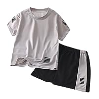 Kids Toddler Baby Unisex Spring Summer Print Short Sleeve Sports Tshirt Shorts Outfits Clothes Kid Sweatshirt Boy