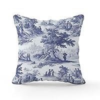 Navy White Blue Decorative Toile Print Throw Pillow Covers French Charmed Life Toile Cushion Cover 20x20 INRustic Accent Outdoor Waterproof Decorative Pillow Cover for Patio Funiture Garden
