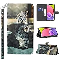 for Samsung Galaxy S23 FE Case,Galaxy S23 FE Wallet Case,Cute 3D Flip Folio PU Leather Protective Cover with Card Holder Magnetic Closure for Samsung Galaxy S23 FE - Cat&Tiger