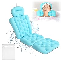 Luxury Full Body Bath Pillow for Bathtub, Bath Pillows for Tub with Mesh Laundry Bag & Non-Slip Suction Cups, Cushion for Bathtub Headrest Neck Back Support - 5D Air Mesh & Quick Drying | Ocean Blue