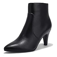 Women's CLARA-Z Pointed Toe High Heel Ankle Booties Zipper Buckle Strap Short Boots