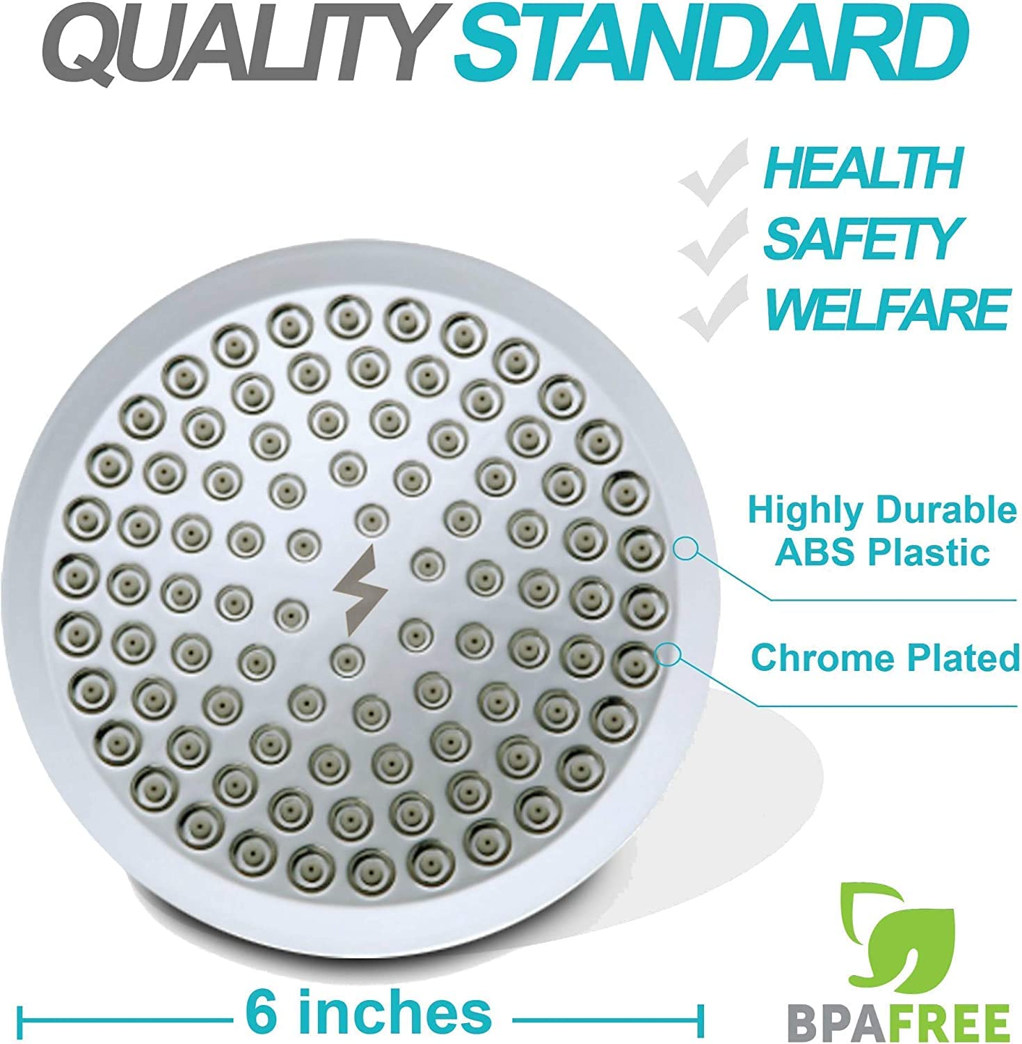 SparkPod Shower Head - High Pressure Rain - Luxury Modern Chrome Look - Tool-less 1-Min Installation - Adjustable Replacement for Your Bathroom Shower Heads (Luxury Polished Chrome, 6 Inch Round)