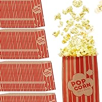 1 oz Paper Popcorn Bags Bulk (500 Pack) Small Kraft & Red Pop-corn Bag Disposable for Carnival Themed Party, Movie Night, Halloween, Popcorn Machine Accessories & Supplies, Individual Servings