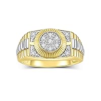 Rylos 14K Yellow Gold Designer Men's Ring, adorned with a stunning 1/4 Carat of Diamonds. Explore our exclusive collection of Men's Gold Rings, available in sizes 6-13
