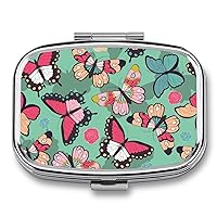 Pill Box Butterfly Butterflies Square-Shaped Medicine Tablet Case Portable Pillbox Vitamin Container Organizer Pills Holder with 3 Compartments