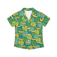 Kid's Classic-Fit Hawaii Shirt Loose Comfy Short Sleeve Button Down Casual Blouse Hawaii Shirt for Boys Girls 3-16Y