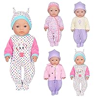 Doll Clothes 3 Set Baby Doll Clothes Fit for 16 to 17 Inch Baby Dolls 15 inch Dolls(Total 7 Pcs)