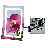 Ovente 7'' Lighted Wall Mount Makeup Mirror, 7X Magnifier, Square White LED w/Dimmer Switch, One Sided Adjustable, Extend & Fold, Retractable Arm, AC Adapter Powered, Polished Chrome MSWA6387CH7X