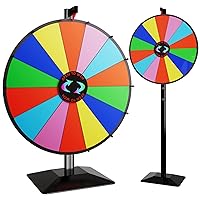 24 Inch Dual Use Spinning Prize Wheel 14 Slots Color Tabletop and Floor Roulette Wheel of Fortune, Spin The Wheel with Dry Erase Marker and Eraser Win The Fortune Spinner Game for Carnival Trade Show