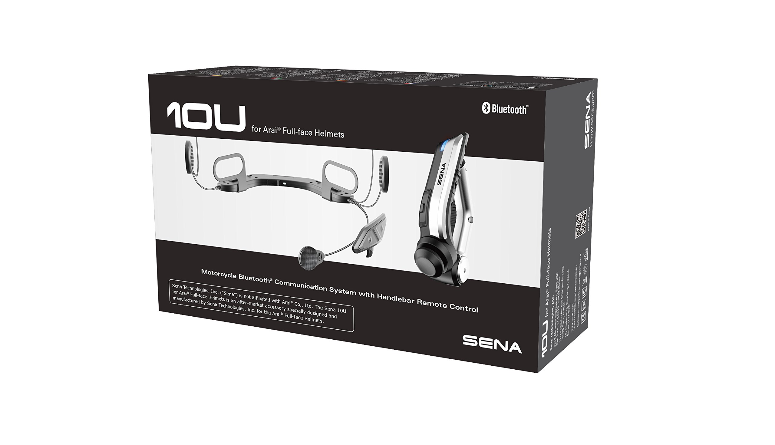 Sena 10U-AR-01 10U Motorcycle Bluetooth Communication System with Handlebar Remote for Arai Full-Face Helmet