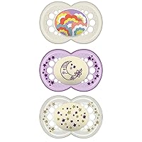 MAM Original Day & Night Baby Pacifier, Nipple Shape Helps Promote Healthy Oral Development, Glows in The Dark, 3 Pack, 16+ Months, Girl,3 Count (Pack of 1)