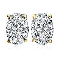 JewelryPalace Oval Cut 2ct Cubic Zirconia Solitaire Stud Earrings for Women, 925 Sterling Silver 14k White Yellow Rose Gold Plated Earrings for Her, Classic Simulated Diamond Earrings Jewelry Sets