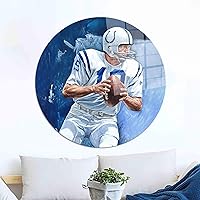 kayra export Johnny Unitas Wall Decor, American Football Players Wall Art, Man Cave Wall Decor, Blue Wall Art, Gift, Tempered Glass, Boy Room Wall Art, R:24