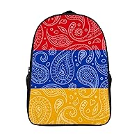 Paisley Armenia Flag Travel Backpack 16 in Laptop Bag 2 Compartment Rucksack Business Daypack for Work Office
