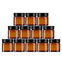 12 Pack 4oz Amber Glass Jars Empty Cosmetic Containers with Inner Liners Round Airtight with Lids For Slime Beauty Products Cosmetic Lotion Powders Ointments and Mini Candles