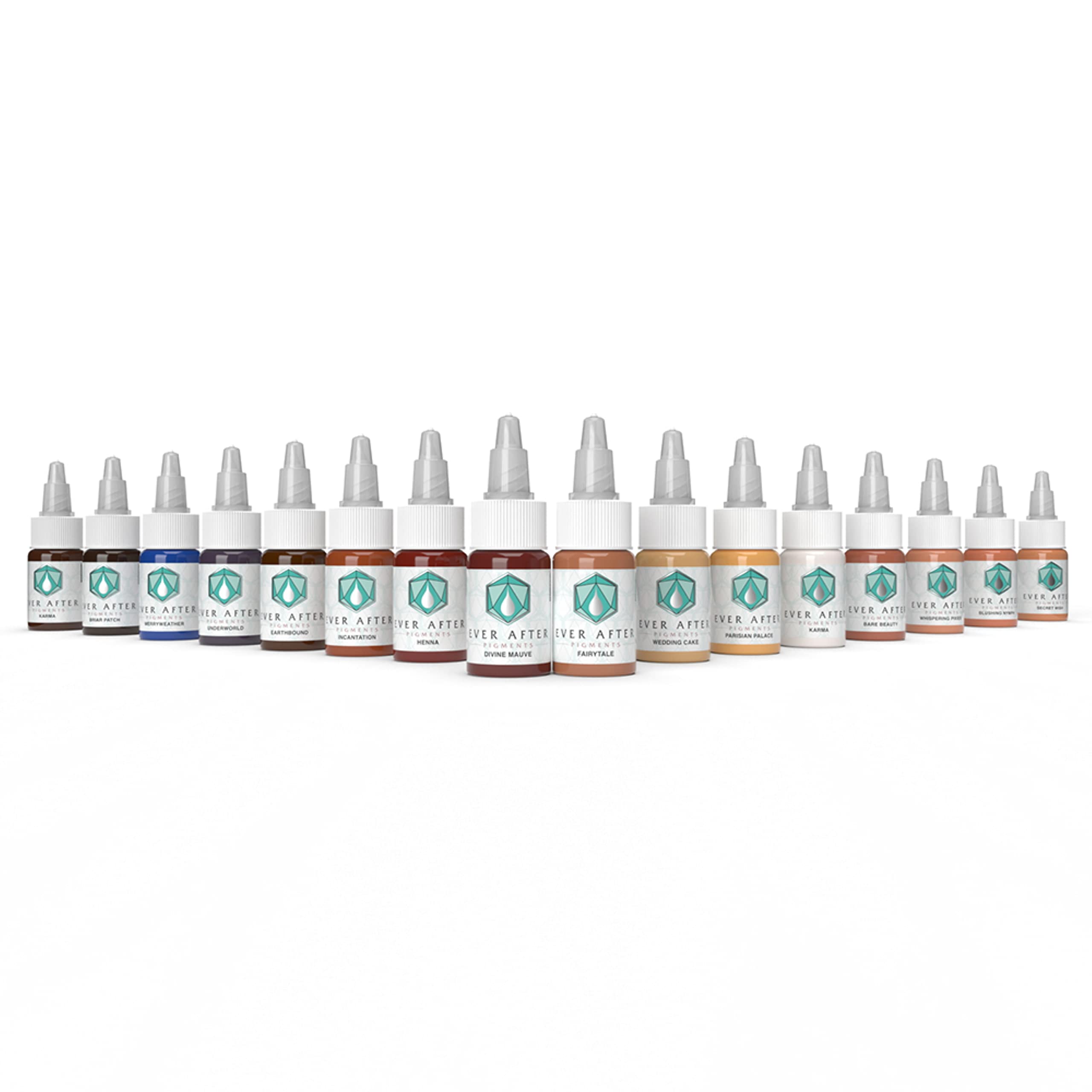Ever After Pigments Areola Color Set Collection, Microblading, Professional Cosmetic, Vegan, Organic, Made in USA, 16 pack of 1/2 oz bottles