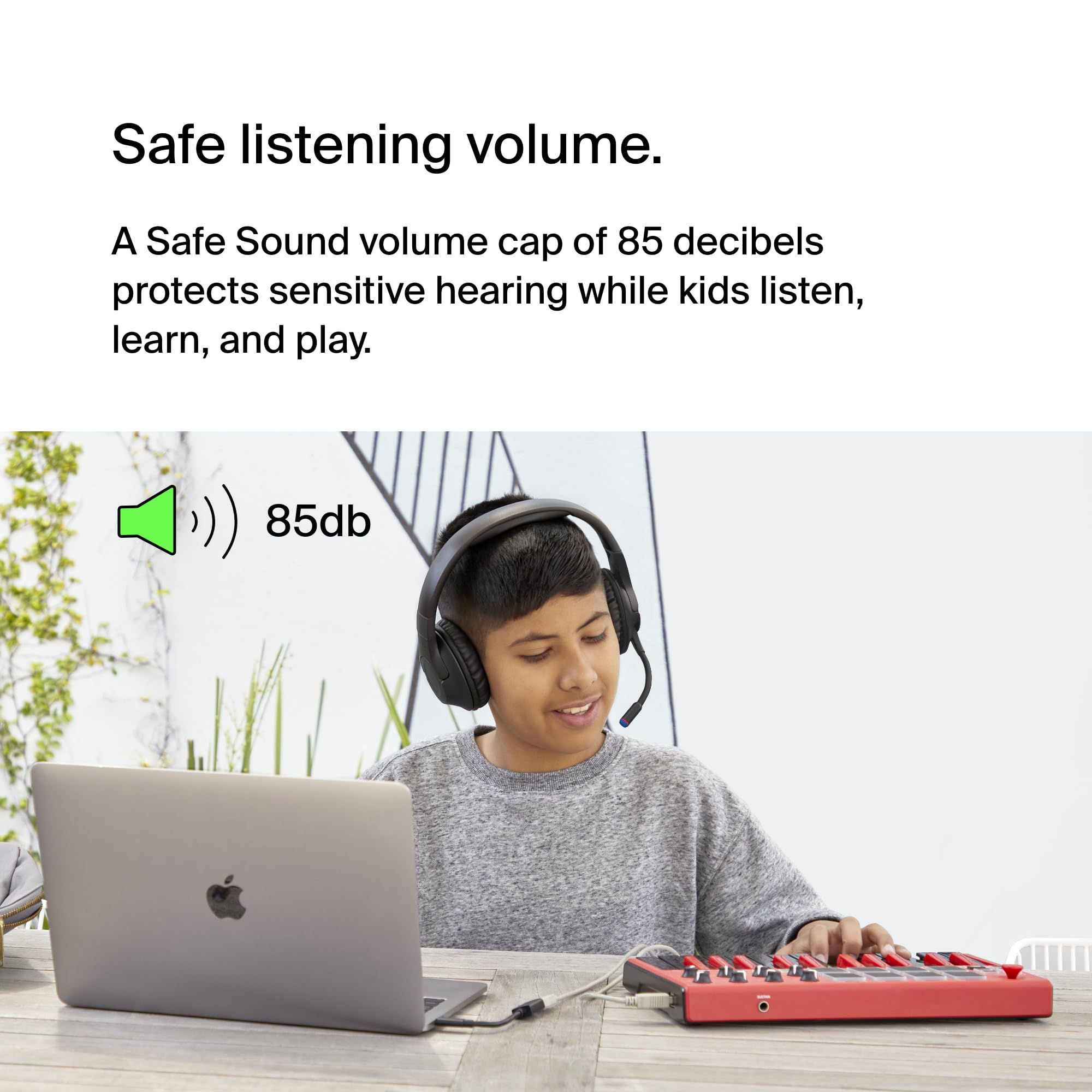 Belkin SoundForm Inspire Wireless Over-Ear Headset for Kids, Headphones for Girls and Boys, Online Learning, & Travel with Built-in Microphone-Compatible with iPhone, iPad, Galaxy, and More - Black