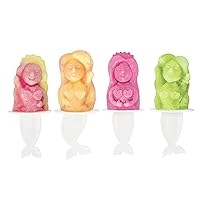 Tovolo Mermaid Pop Molds (Set of 4) - Reusable Mess-Free Silicone Popsicle Molds with Sticks and Drip-Guards for Easy Homemade Snacks